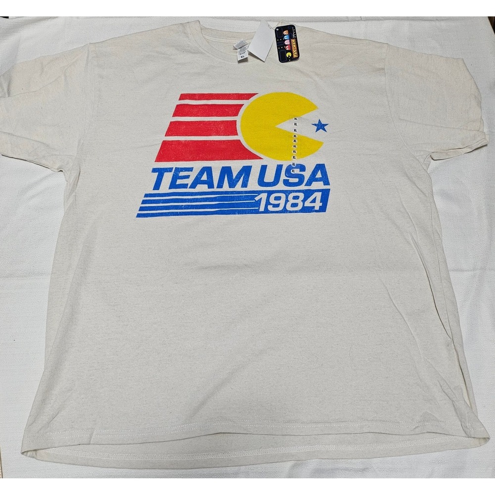 Brisco Brands PacMan Team USA 1984 T-shirt Crew Neck Retro Gamer Tee Mens XL NWT